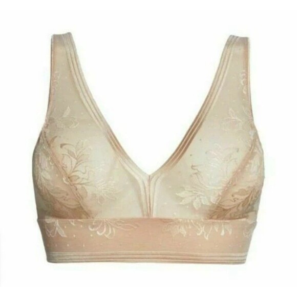 Wacoal Net Effect Bralette Style 810340 Size 34 Rose Dust Modest Support Sheer - Picture 4 of 11
